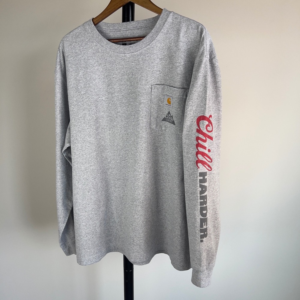 Carhartt Coors Light Chill Harder Long Sleeve Pocket T-Shirt XL Grey K126 HGY